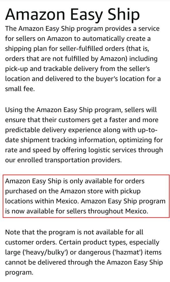 亚马逊在墨西哥推出Easy Ship服务