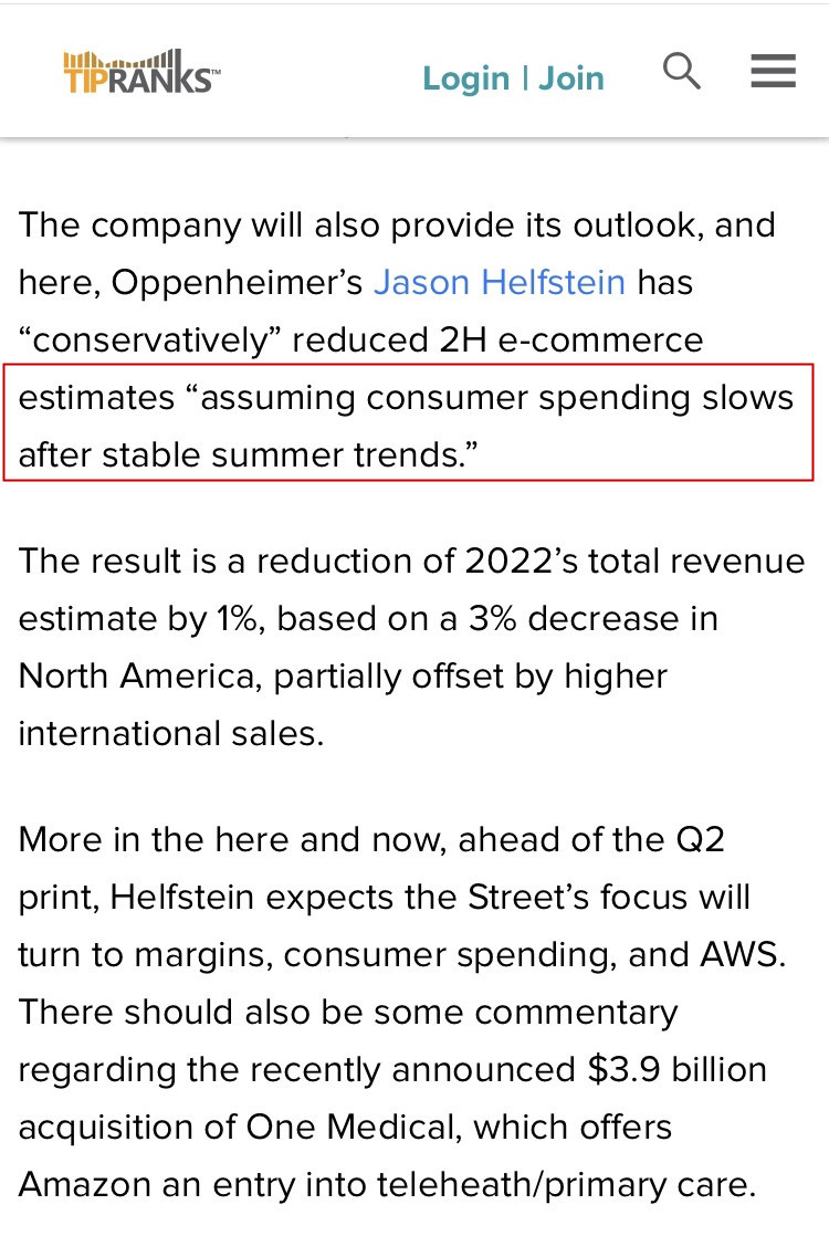 亚马逊将公布第二季度财报 多名分析师预测其收入将创历史新低