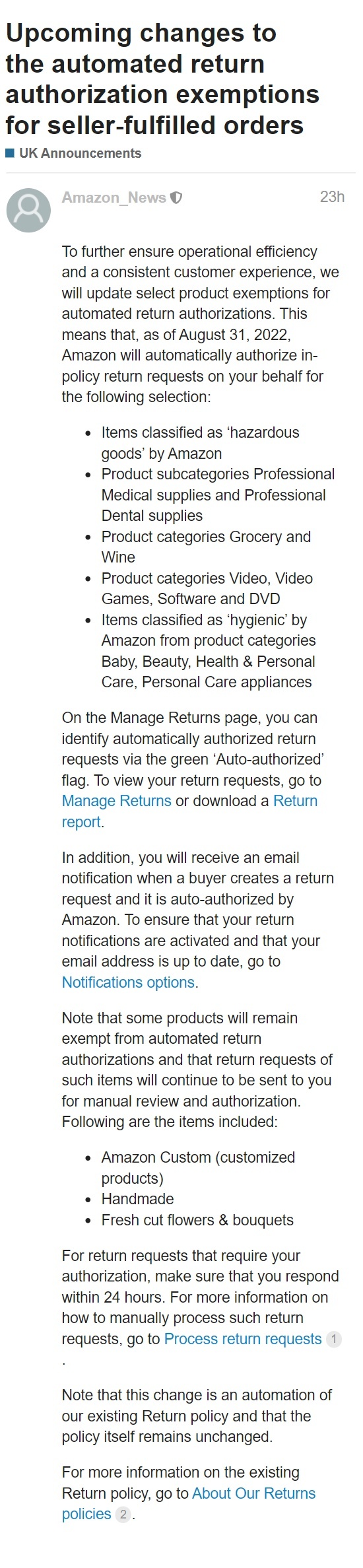 亚马逊美国站：买家可通过USPS或UPS退回自配送卖家产品