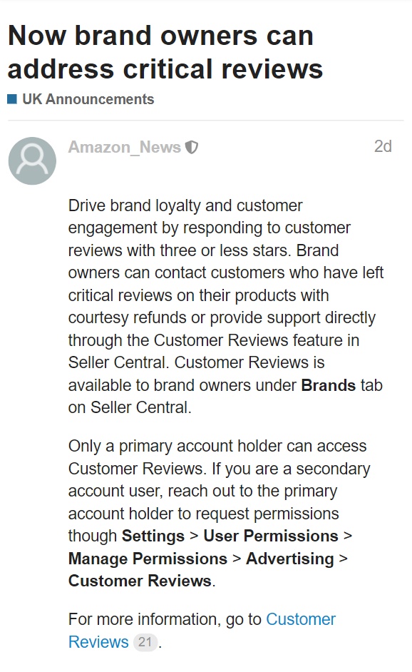 亚马逊欧洲站允许卖家从卖家中心访问品牌注册