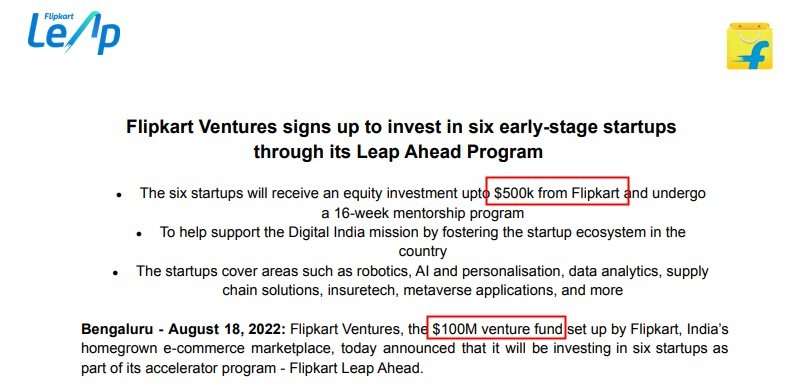 Flipkart投资1亿美元支持6家初创公司