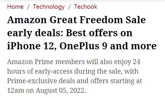 亚马逊印度站将于8月6日-10日举办大自由节促销活动