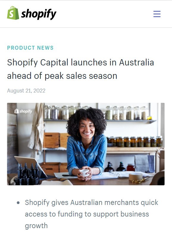 Shopify为澳大利亚商家推出新融资服务 最高可获250万澳元