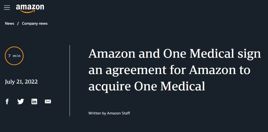 亚马逊将关闭远程医疗服务Amazon Care