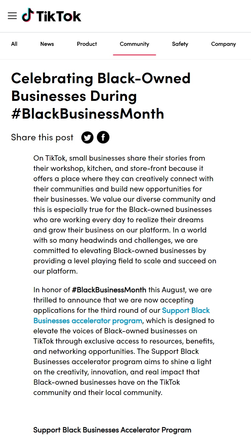 TikTok开启第三轮支持黑人企业加速计划