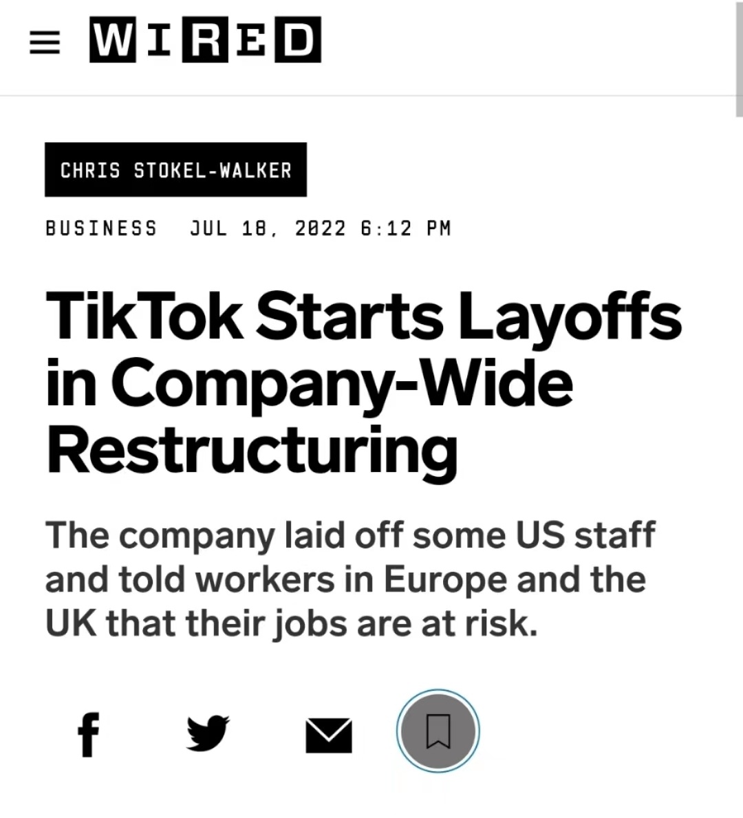 TikTok削减在美员工疫情期间福利 敦促员工在办公室工作