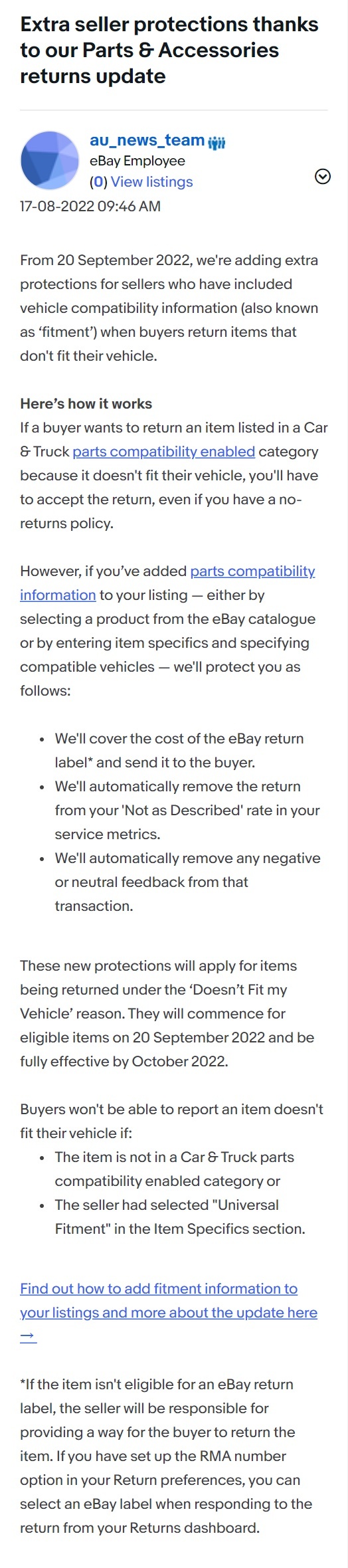 eBay收购myFitment集团以提高零件和配件上市体验