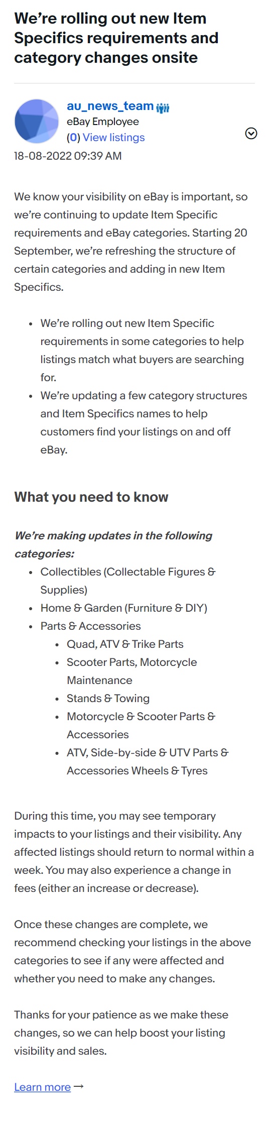 eBay澳大利亚站将更新类目结构 增加新物品细节