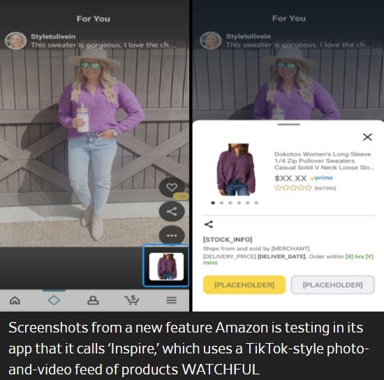 亚马逊在应用程序中测试类似TikTok功能