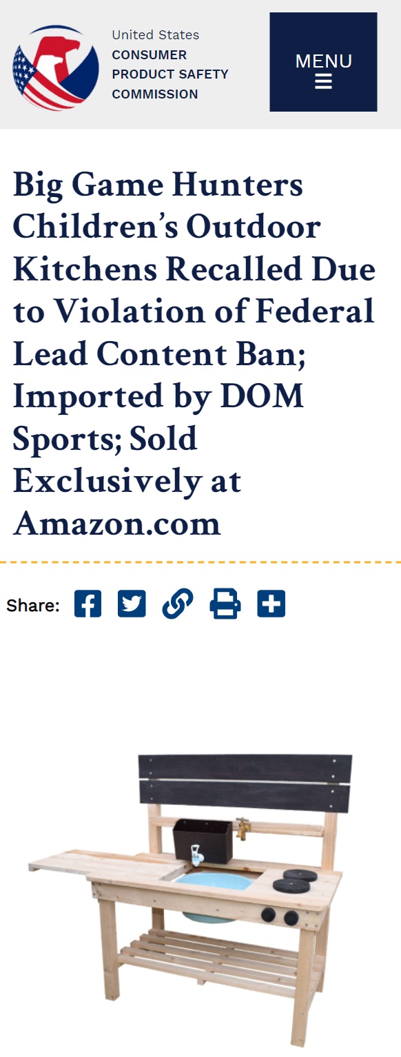 亚马逊在售一款儿童玩具被紧急召回