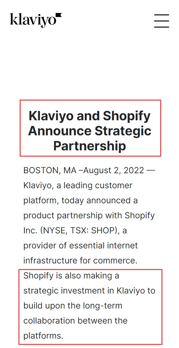 Shopify与电商营销自动化平台Klaviy达成合作