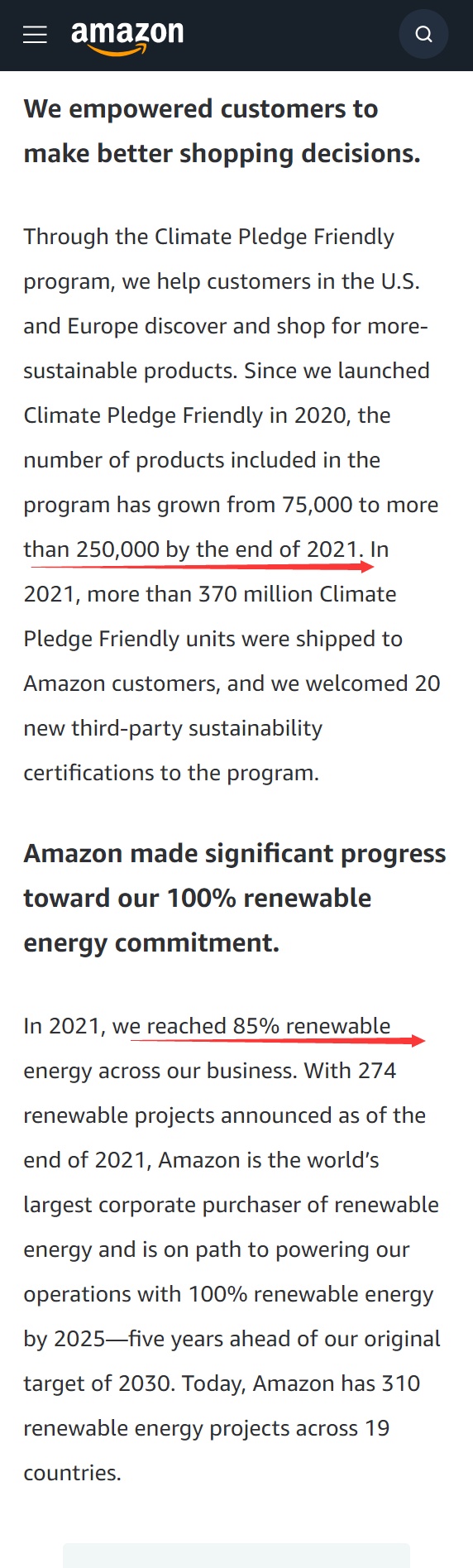 亚马逊发布《2021年度可持续发展报告》