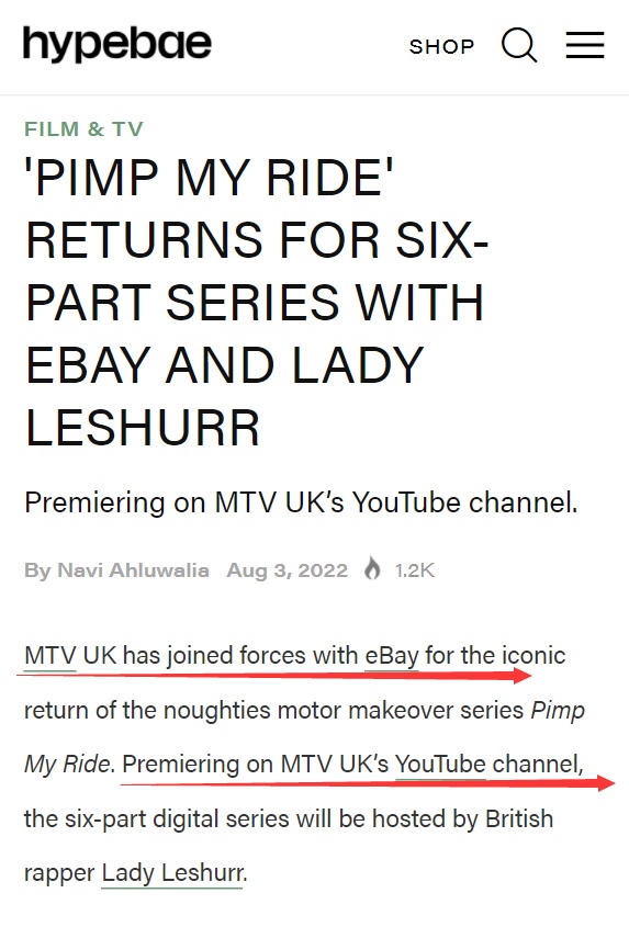 eBay与MTV电视台汽车改装节目《Pimp My Ride》达成合作