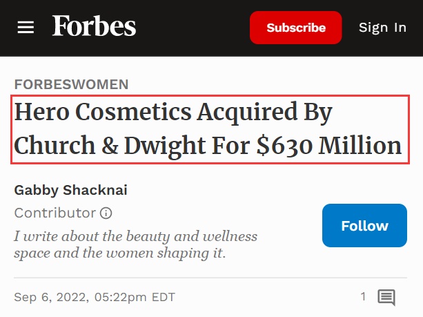 亚马逊本土品牌Hero Cosmetics以6.3亿美元被收购