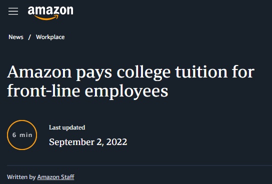 亚马逊为75万名美国员工支付大学学费