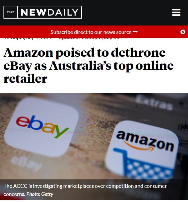 亚马逊在澳洲市场流量提升超20%或将超过eBay