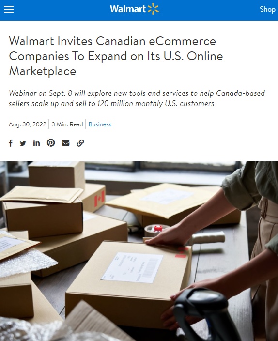 沃尔玛邀请加拿大电子商务公司扩展其美国在线市场