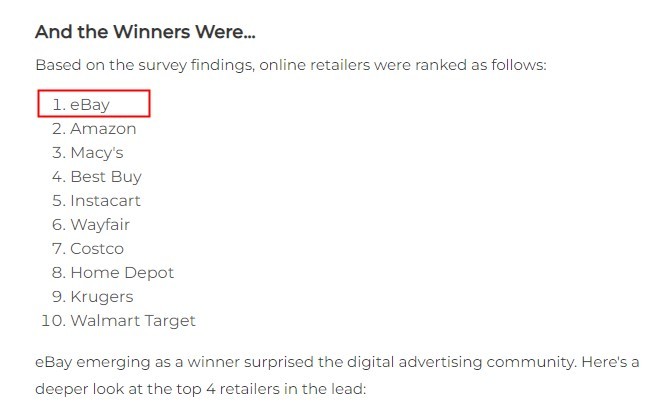 eMarketer：eBay广告获北美最佳零售广告平台