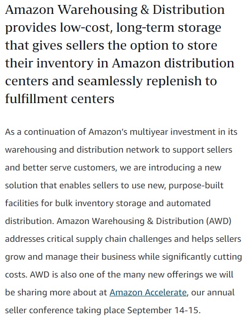 亚马逊推出供应链解决方案AWD 助力卖家应对库存管理挑战