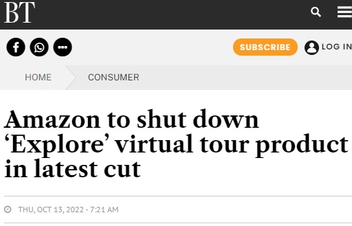 亚马逊关闭虚拟旅游产品“Amazon Explore”