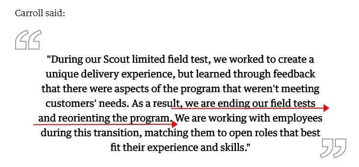 亚马逊将缩减Scout送货机器人计划