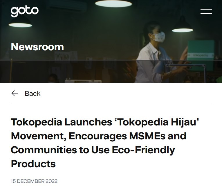 Tokopedia推出绿色卖家孵化计划推广环保产品