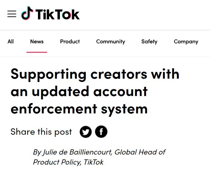 TikTok更新账户强制执行系统,以便更快删除有害账户