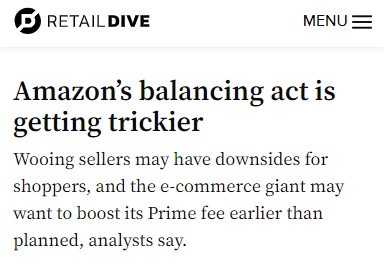 亚马逊继续成本转移,Prime会员费上涨大势所趋